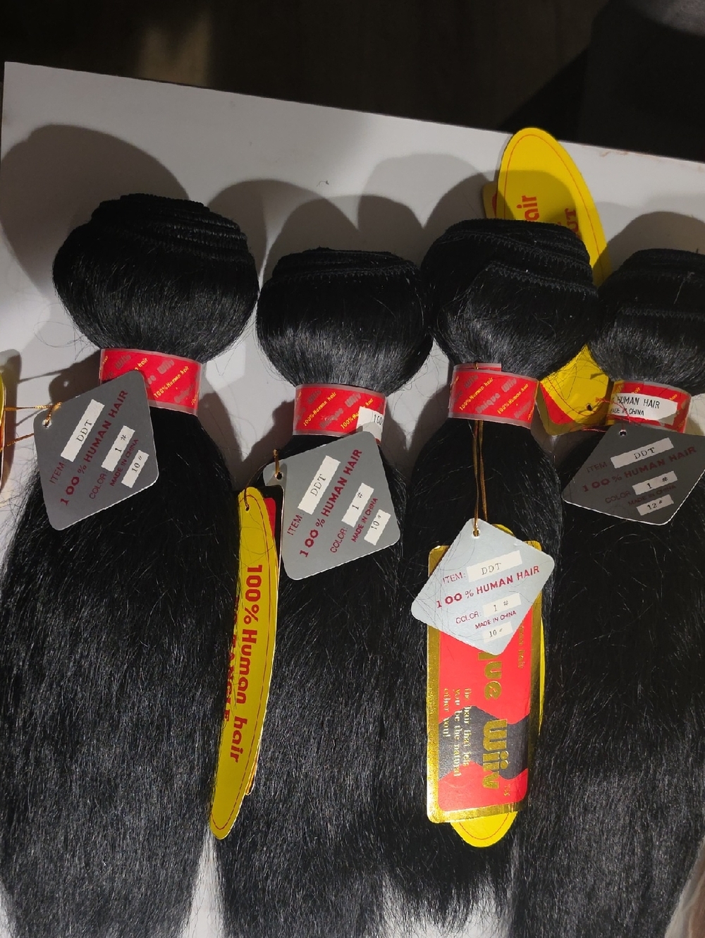NWT 100% Human Hair Weft Extensions - Black #1  3- 10" and 1 - 12"